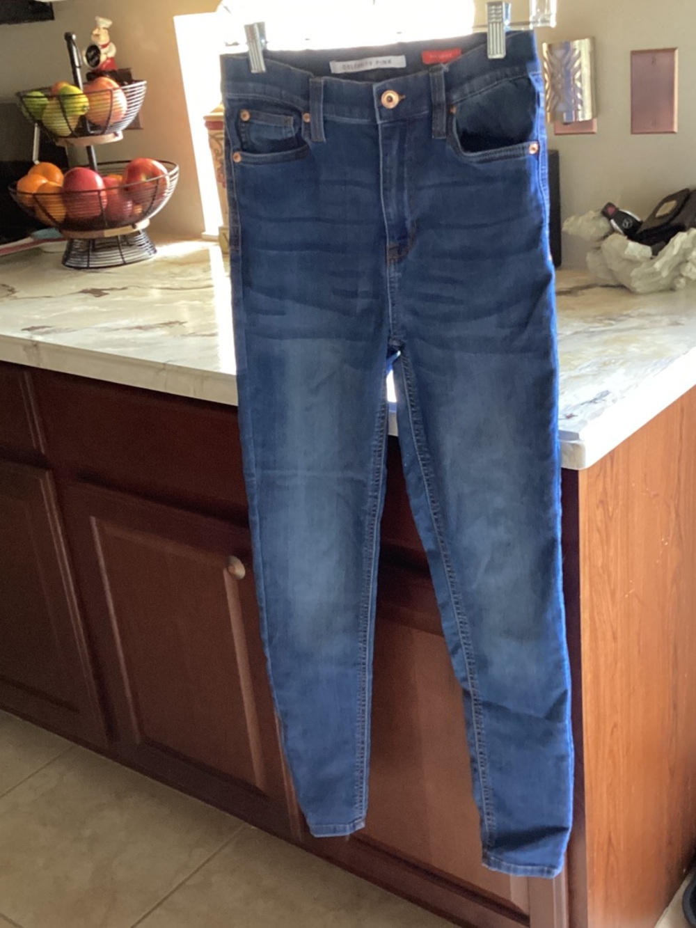 Celebrity Pink Blue Denim Jeans with Copper Hardware 27” inseam 11” rise